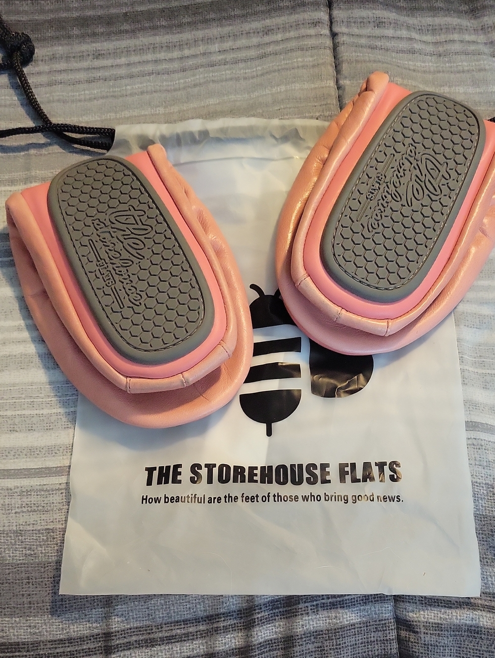 Womens Pink Foldable Ballet Flats